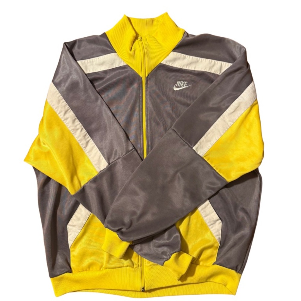 Nike Vintage Track Jacket Men’s XL, Gray Yellow, Full Zip